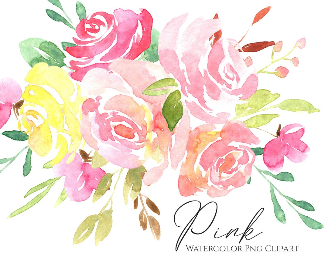 Watercolor Blush Pink Flowers Clipart Gentle Light Wedding Bouquet