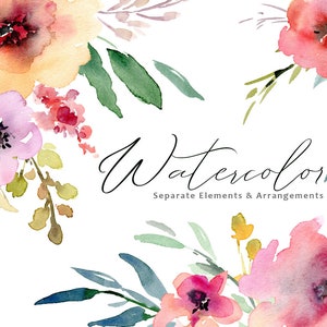 Aquarel bloemen clipart bloemen boeketten frames aquarel arrangement heldere kleurrijke aquarelle gratis commercieel gebruik digitale download PNG