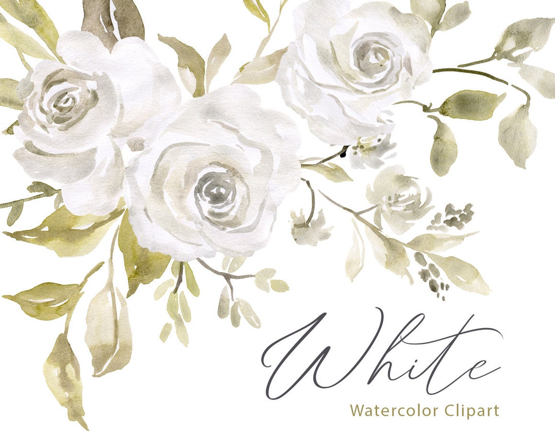 Watercolor Flowers Clipart White and Gold Flowers Floral Clipart Png  Wedding Clipart Ethereal Flowers Clipart for Commercial Use 