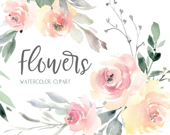Watercolor Floral Clipart Wedding Free Commercial Use Pink Light Watercolour  Flowers Bouquets Seamless Pattern Digital Download Clip Art PNG 