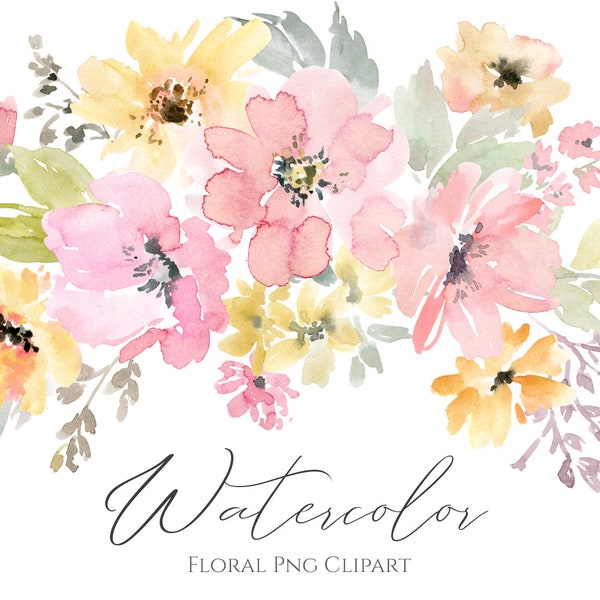 Watercolor Blush Pink Flowers Clipart Bouquet Wreath Gentle Naive Simple Soft Light Wedding Floral Clip Art Download Free Commercial Use Png