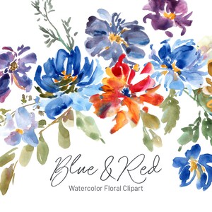 Aquarell Blumen Clipart Blau Rot Violett Aquarell Floral Clip Art Helle Sommer Dahlie Pfingstrosen Freie kommerzielle Nutzung Digitaler Download PNG