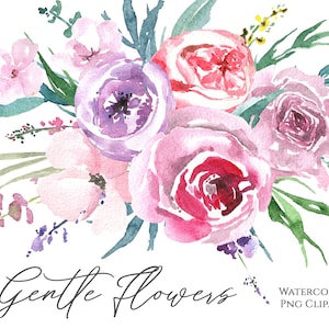 Aquarela Rosa Claro Violeta Flores Rosas Clipart Digital Download Bouquets Top Border Casamento Floral Clip Art Free Commercial Use Png