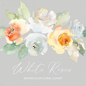 Aquarel zachte bloem clipart helder licht bruiloft bloemen clip art digitale download roze gele witte rozen boeket gratis commercieel gebruik, png