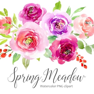 Aquarel bloemen clipart roze blozen rood licht bloemen rozen aparte digitale download wassen bloemen bruiloft clip art gratis commercieel gebruik png