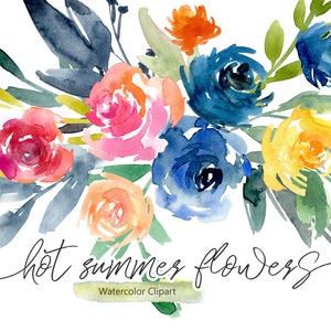 Aquarel zomerbloemen clipart heldere bloemen clip art digitale download bruiloft aquarel bloemen krans boeket gratis commercieel gebruik png