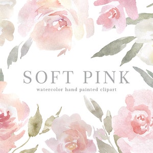 Aquarell Rosa Blumen Clipart Blush Aquarell Digital Download PNG Blumen frei kommerzielle Nutzung Hochzeit leichte sanfte Arrangements Blumensträuße