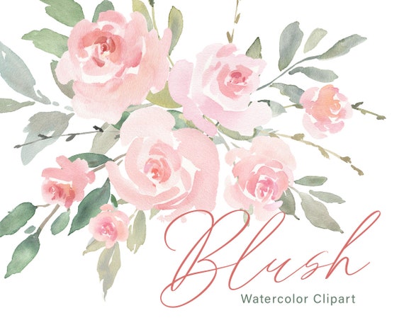 Pink Watercolor Floral Clipart Free Commercial Use Blush Light - Etsy