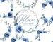 Blue Watercolor Floral Clipart Frames Borders Round Wreaths Flowers Roses Peonies Boho Wedding Arrangements Clip Art Free Commercial Use PNG 