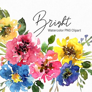 Aquarel bloemen clipart levendige bloemen handgeschilderde arrangementen digitale download lente zomer kleurrijk helder gratis commercieel gebruik, png
