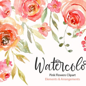 Aquarel bloemen clipart blush roze gele bloemen arrangementen rozen pioenrozen bruiloft digitale download illustraties gratis commercieel gebruik, png