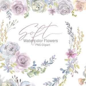 Aquarel licht bleke abstracte bloemen clipart digitale download gratis commercieel gebruik | Bloemen drop boeket frame grens krans clip art PNG
