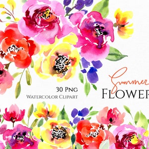 Aquarell Blumen Clipart Helle Bunte Blumen Sommer Frühling Florals Hochzeit Clip Art Blumenstrauß Rahmen Grenze Ecke Freie Kommerzielle Nutzung Png