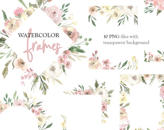 Aquarell Floral Clipart Rahmen Grenzen Licht Arrangements Etsy