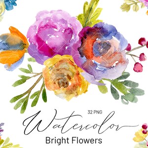 Heldere aquarel bloemen clipart boeket krans bloemen clip art gratis commercieel gebruik kleurrijke bruiloft heldere zomer lente wilde bloemen png