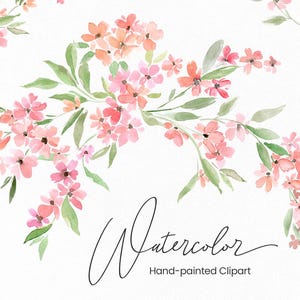 Aquarel roze bloemen clipart handgeschilderde bloesem takken bloemen clip art krans boeket rand digitale download gratis commercieel gebruik, png