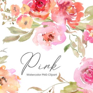 Aquarel bloemen clipart blush roze bloemen clip art rozen bruiloft boeket helder naadloos patroon digitale download gratis commercieel gebruik, png