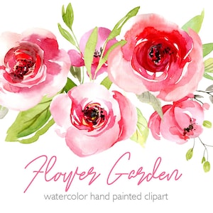 Aquarel bloemen clipart roze blozen rood licht bloemen rozen aparte digitale download wassen bloemen bruiloft clip art gratis commercieel gebruik png