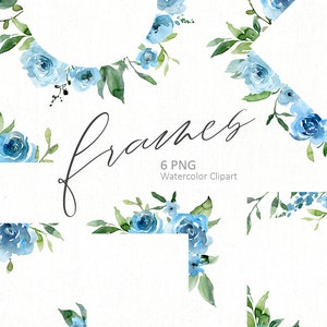 Aquarela Floral Clipart Molduras Bordas Azul Turquesa Luz Flores Aquarela Casamento Aquarelle Rosas Peônias Uso Comercial Grátis PNG