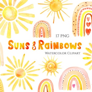 Aquarell Sonne Regenbogen Clipart Gelb Orange Sommer Warmes Wetter Sonnenschein Aufkleber Download Clip Art Freie Kommerzielle Nutzung Einzelne Png