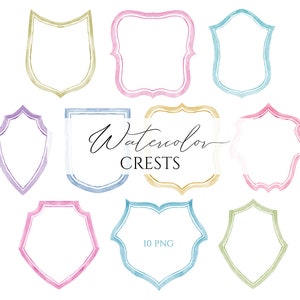 Aquarell Wappen Formen Rahmen Clipart | Pastell Handgemalte Romantische Hochzeit Clip Art | Freie kommerzielle Nutzung digitaler Download Border 10 PNG