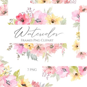 Aquarel bloemen clipart frame grens hoek ontwerp blozen roze geel licht bloemen downloaden zachte clip art bruiloft gratis commercieel gebruik png