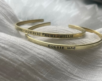 Personalized Name Cuff Bracelet: Custom Stamped Skinny Bangle