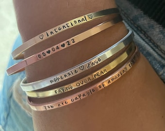 Personalized Cuff Bracelet: Minimalist Stamped Name Bangle