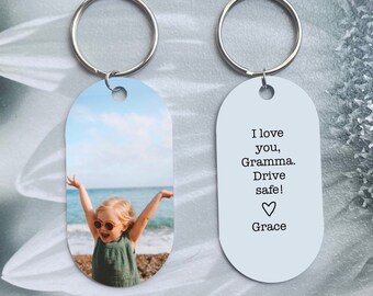 Custom Photo Keychain For Grandma, Grandma Keychain, Nana Keychain, Drive Safe Grandma From Grandchildren, Mothers Day Gift For Grandma