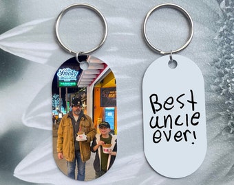 Handwriting Gift for men, Handwriting Gift Keychain with Picture, Best Uncle Ever Gift, Uncle Gift, handwriting Uncle Birthday Gift For him