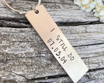 Custom Bronze Anniversary Keychain: Personalized 8 Year Gift