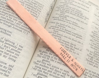 Copper Bookmark Anniversary, Personalized Custom Copper Bookmark, 7 year Copper Wedding Gifts Bookmark For Husband,  Forever & Always