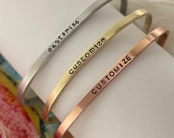 Custom matching bracelet, Custom Personalized Hand Stamped Metal Cuff Bracelet, bridesmaid gift bracelet, Girls trip 2024, Bachelorette Gift