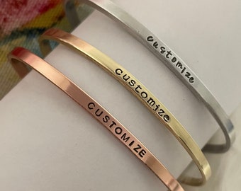 Custom Engraved Cuff Bracelet: Personalized Handmade Jewelry Gift