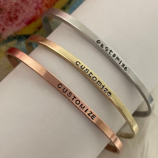 Custom Personalized Hand-stamped Metal Cuff Bracelet, graduation gifts for her high school, Girls graduation 2024 Bulk,