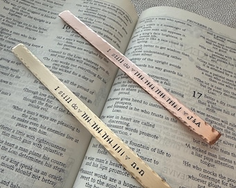 Personalized Anniversary Bookmark: Engraved Copper, Bronze, or Aluminum