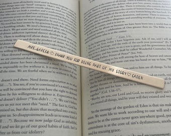 Personalized Teacher Bookmark: Custom Copper Gift