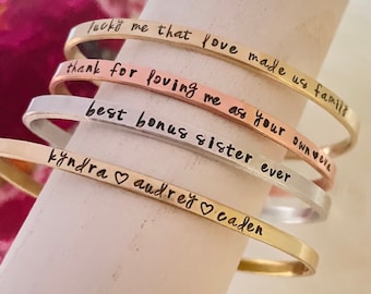 Customizable Stamped Cuff Bracelet: Bonus Mom Gift