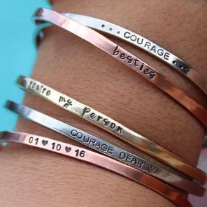 Create Your Own Friendship Bracelet Silver Gift idea Custom Bracelet Personalized Jewelry Cuff Bracelet Stamped Best Friend Jewelry image 7