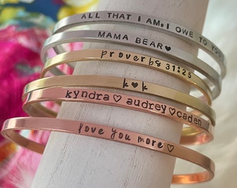 Personalized Bracelet - Hand Stamped Jewelry for Her - Mom Gift - Name Bracelet For Mom Sister Aunt