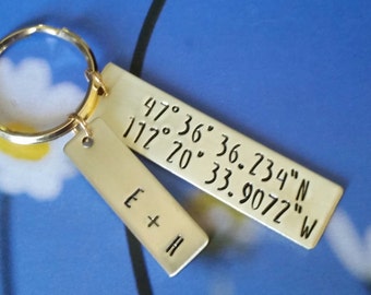 Custom coordinates gps coordinates keychain personalized keychain GPS coordinates gift - Gift for husband - coordinates key chain