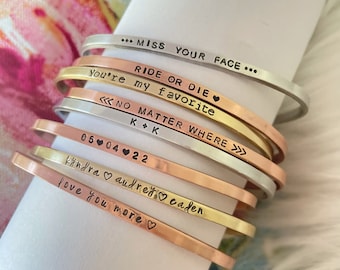 BestFriend Birthday Gift, Long Distance Best friend  Custom Skinny Bracelet, Friendship Bracelet, No Matter Where Bracelet, I love you more