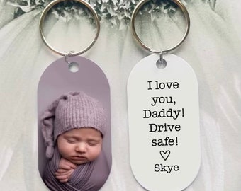 Custom Daddy Keychain, I Love You Daddy Photo Keychain, Personalized Father's Day Gift, New Dad Gift, Double Sided Keychain With Picture