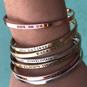 Create Your Own - Friendship Bracelet Silver - Gift idea - Custom Bracelet Personalized Jewelry - Cuff Bracelet Stamped Best Friend Jewelry