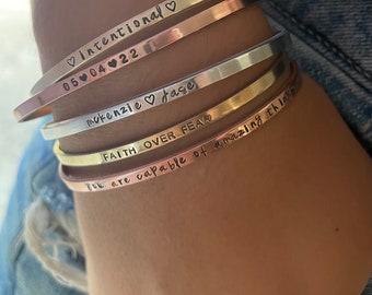 Word Intention Bracelet, My Intent Bracelet, customizable bracelet for daughter, Let Them Bracelet, Gold Brass Custom Word Cuff Bracelet