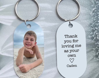 Step Dad Father’s Day Gift, Stepdad Gift, Bonus Dad, Thank you for loving me as your own Keychain, Photo Keychain custom keychain for Dad