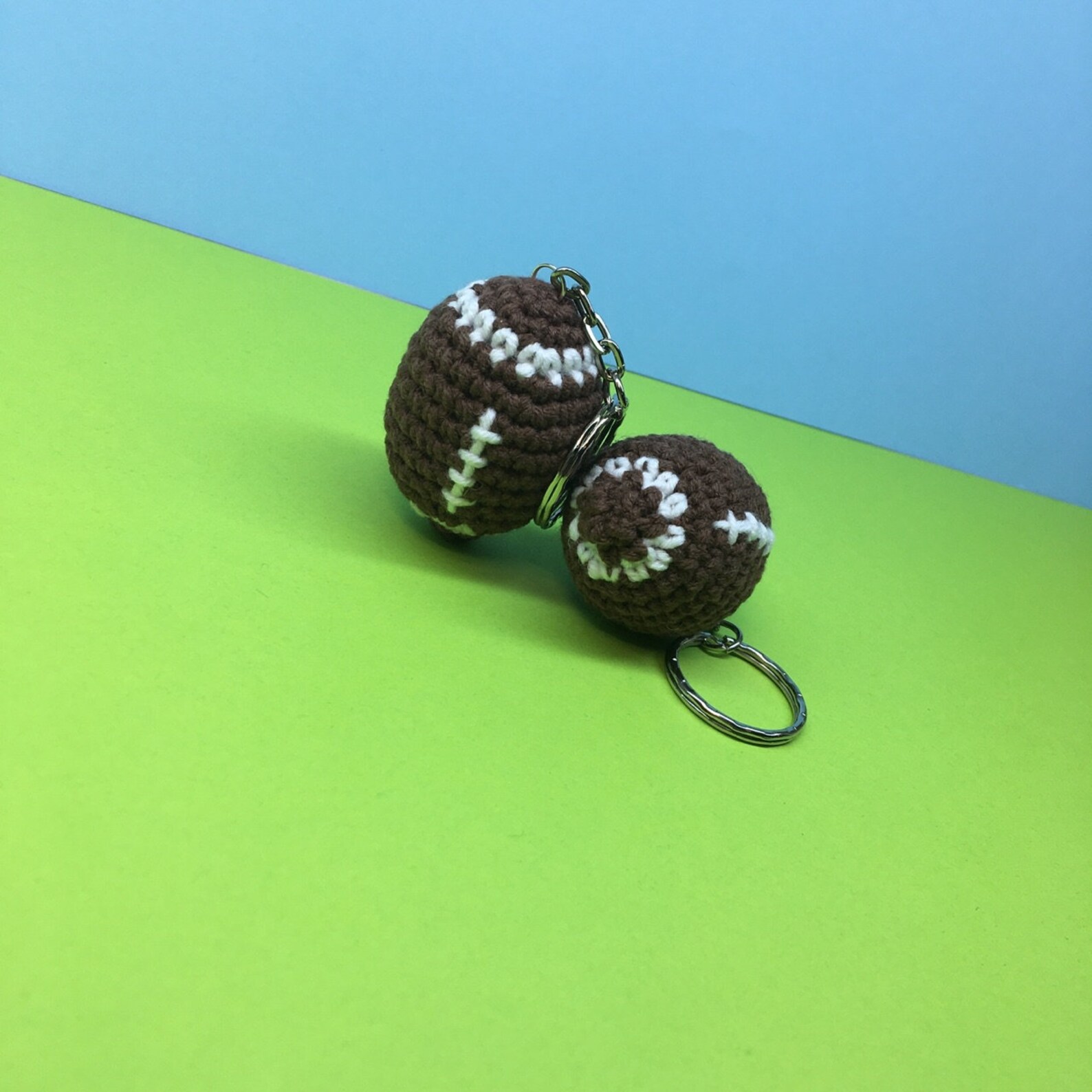 Sport gift crochet football key chain Stuffed football plush Etsy