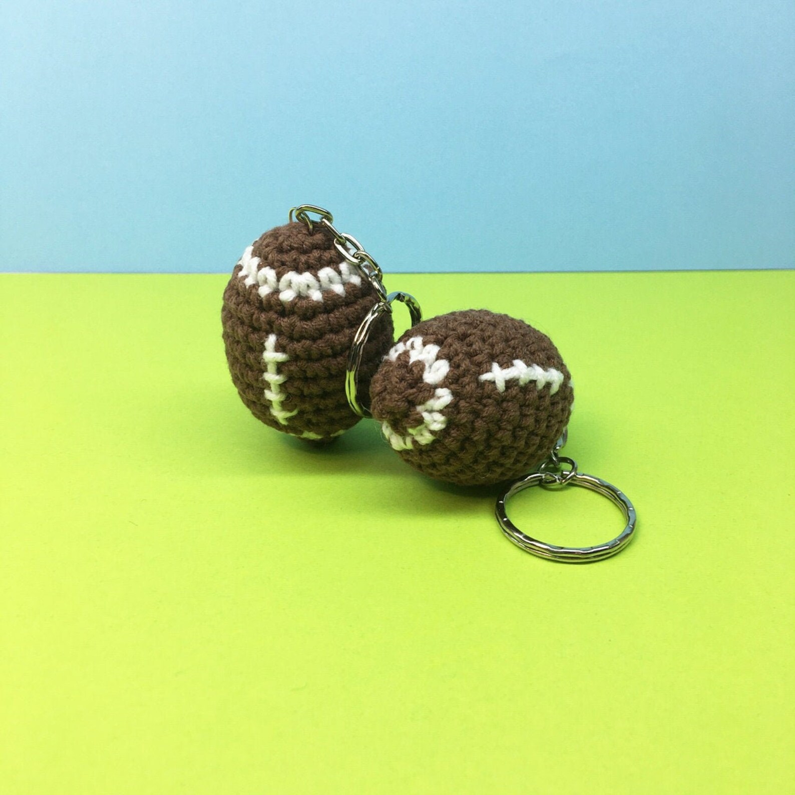 Sport gift crochet football key chain Stuffed football plush Etsy
