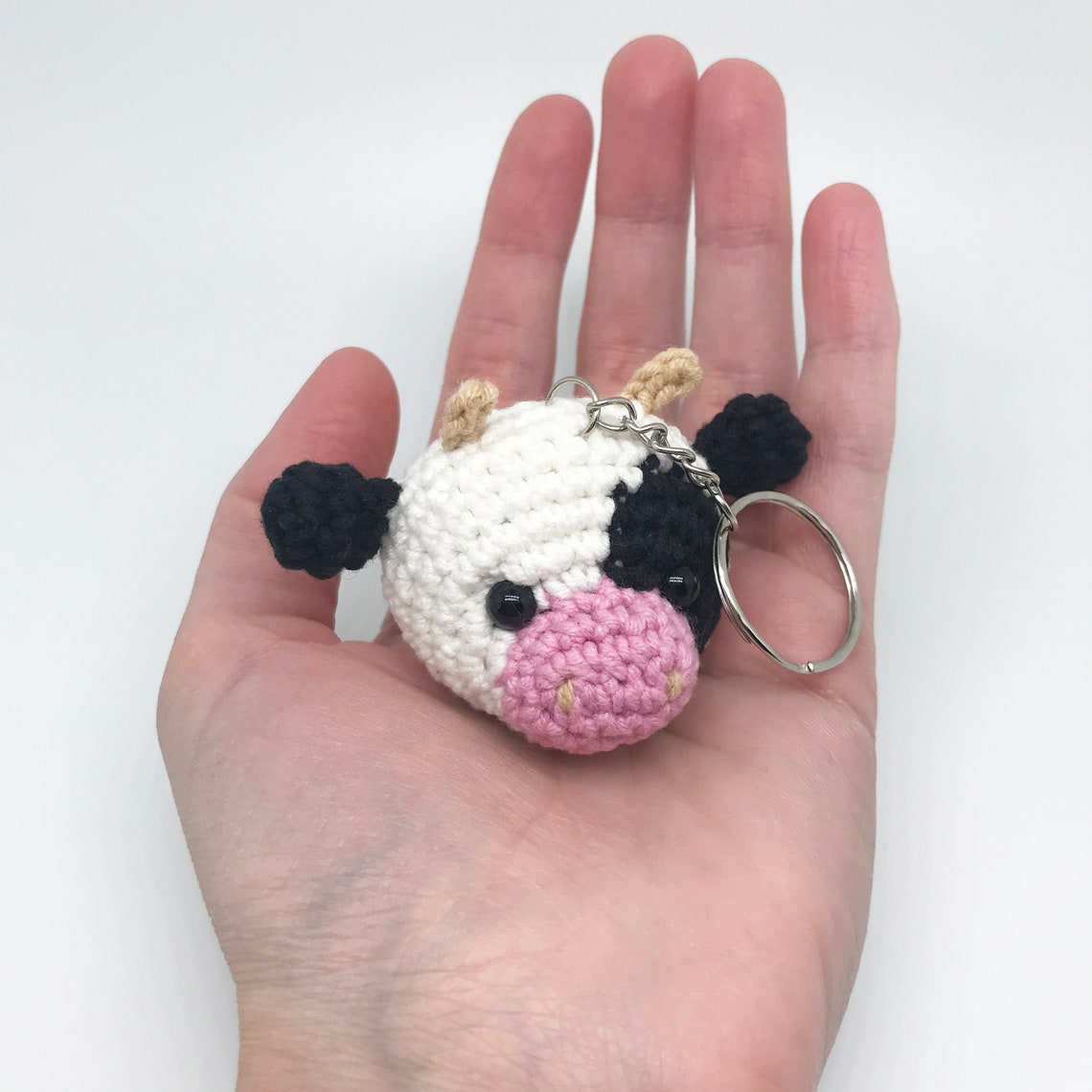 Crochet cow keychain Cute animal keychains Crochet Etsy