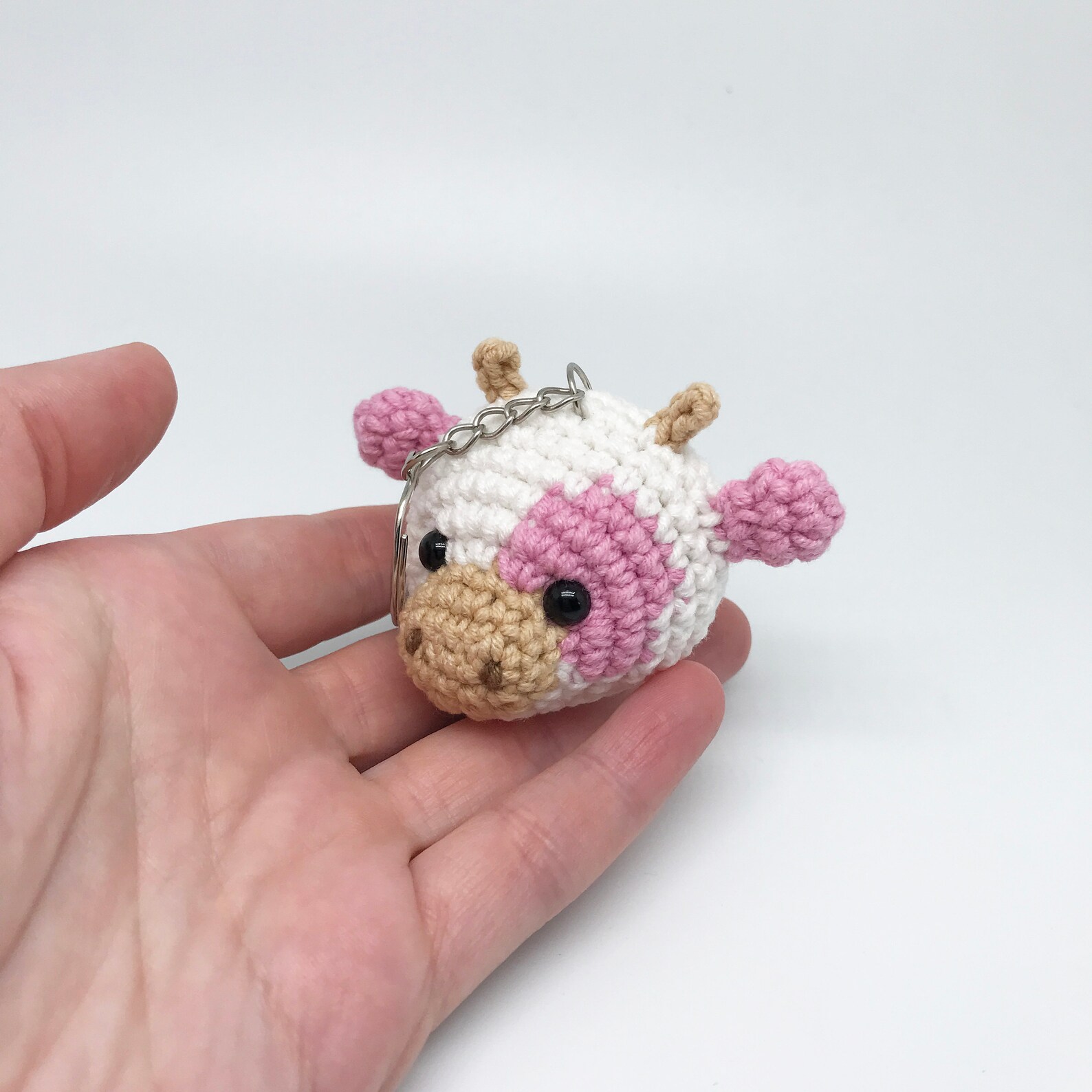 Crochet cow keychain Cute animal keychains Crochet Etsy